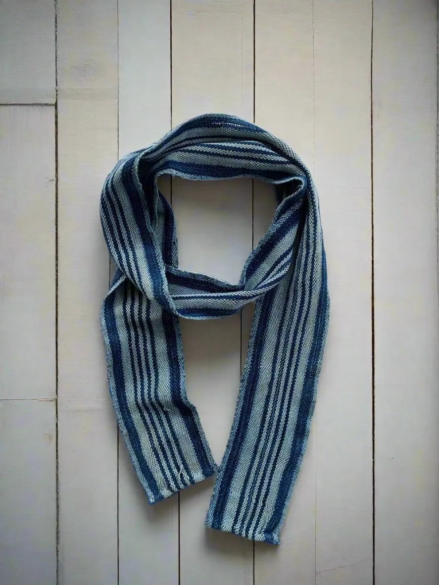 Indigo Stripe Narrow Scarf