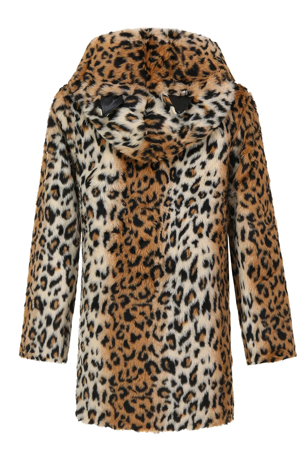 Inverno Masculino Mid-Length Leopard Faux Fur Coat