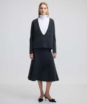 Ipekyol Wool Blend Flounced Skirt Anthracite