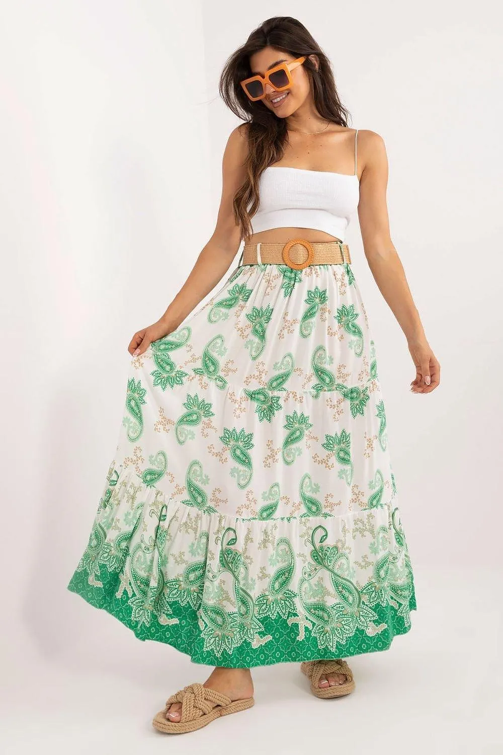 Italy Moda casual viscose long maxi skirt