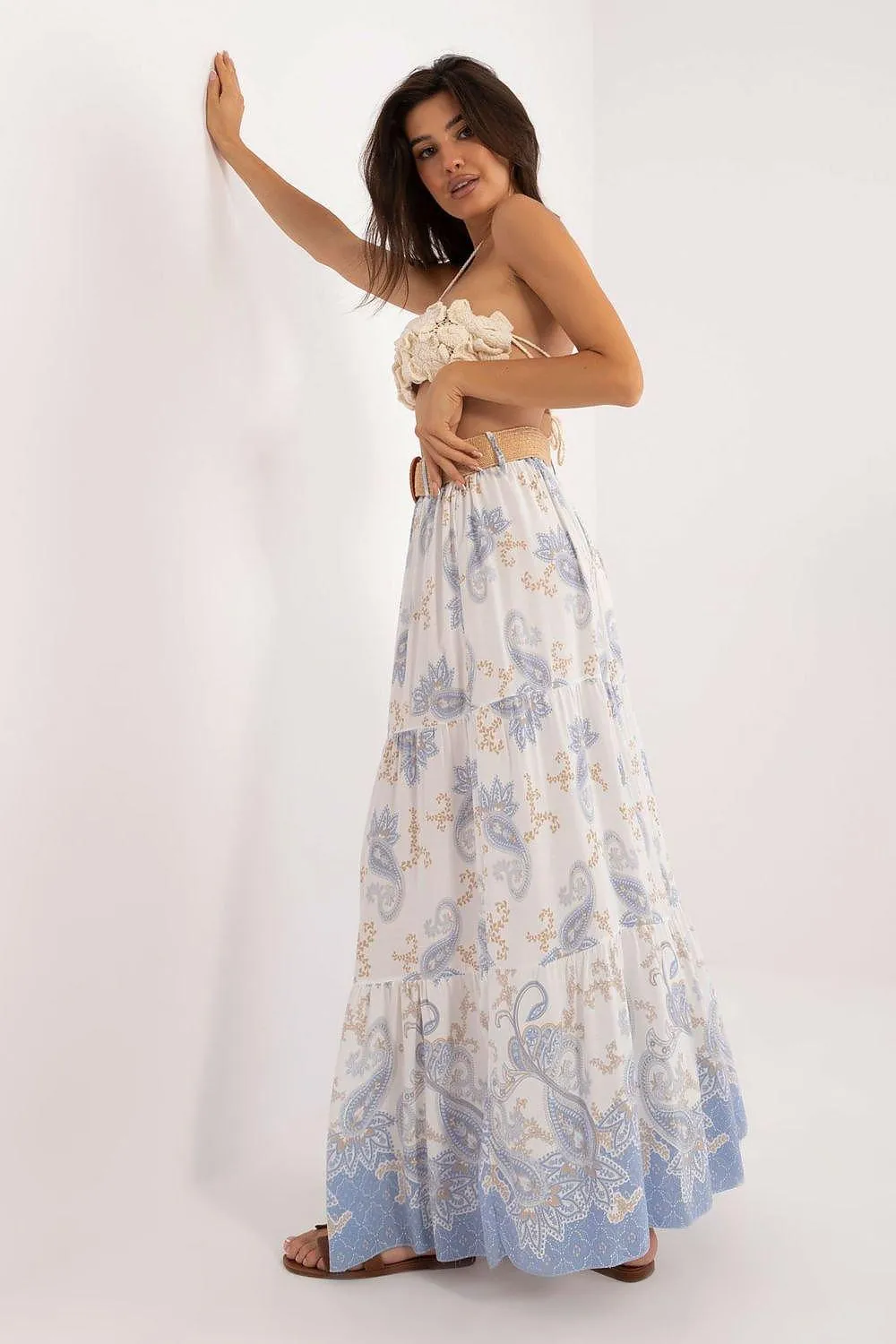 Italy Moda casual viscose long maxi skirt