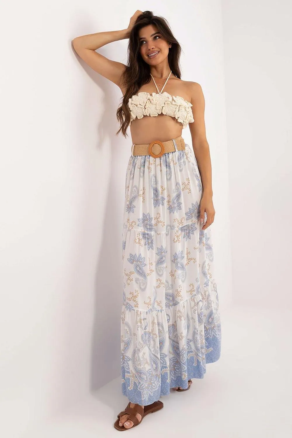 Italy Moda casual viscose long maxi skirt