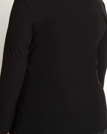 Kate Lace Up Strong Shoulder Top | Totally Black
