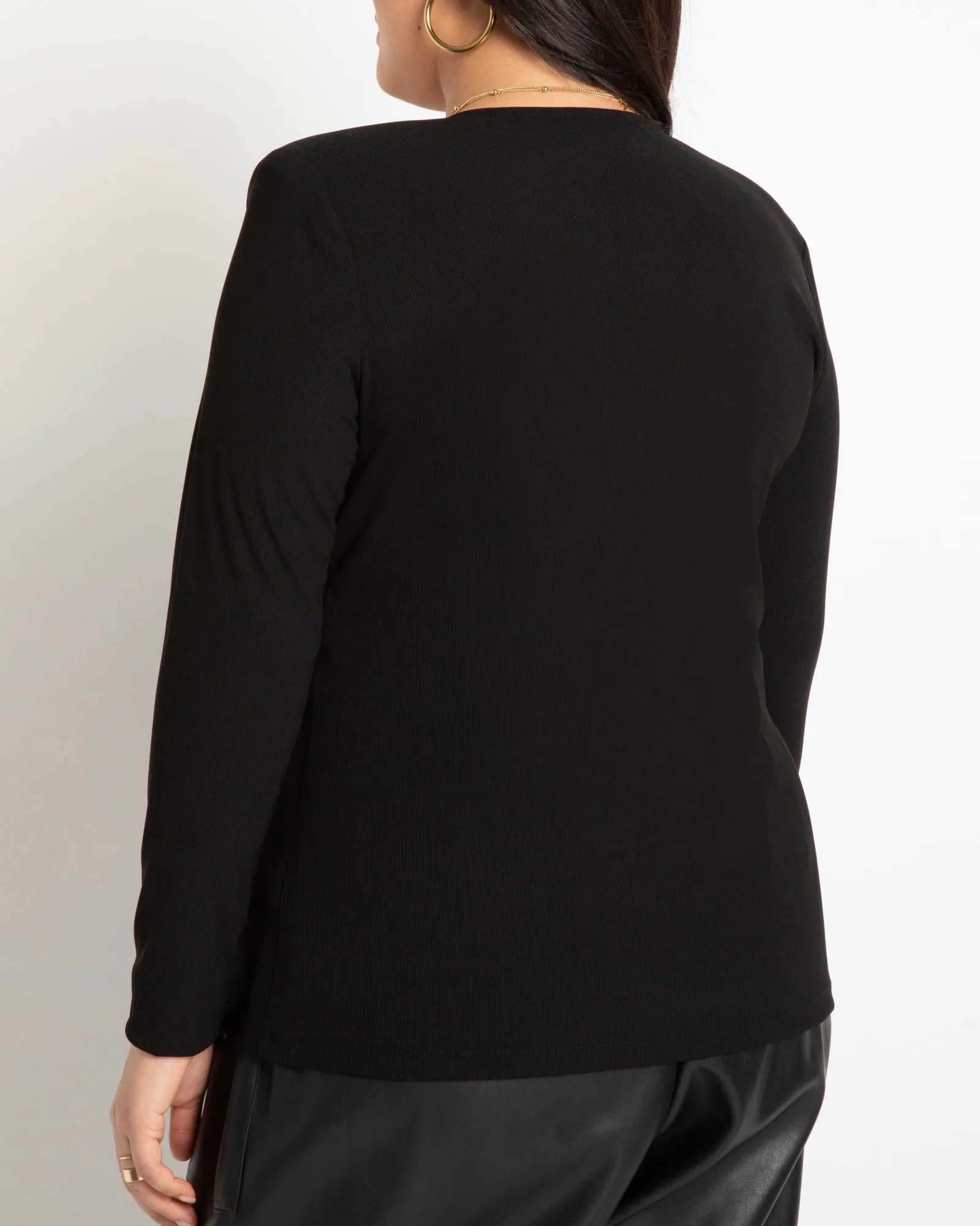 Kate Lace Up Strong Shoulder Top | Totally Black
