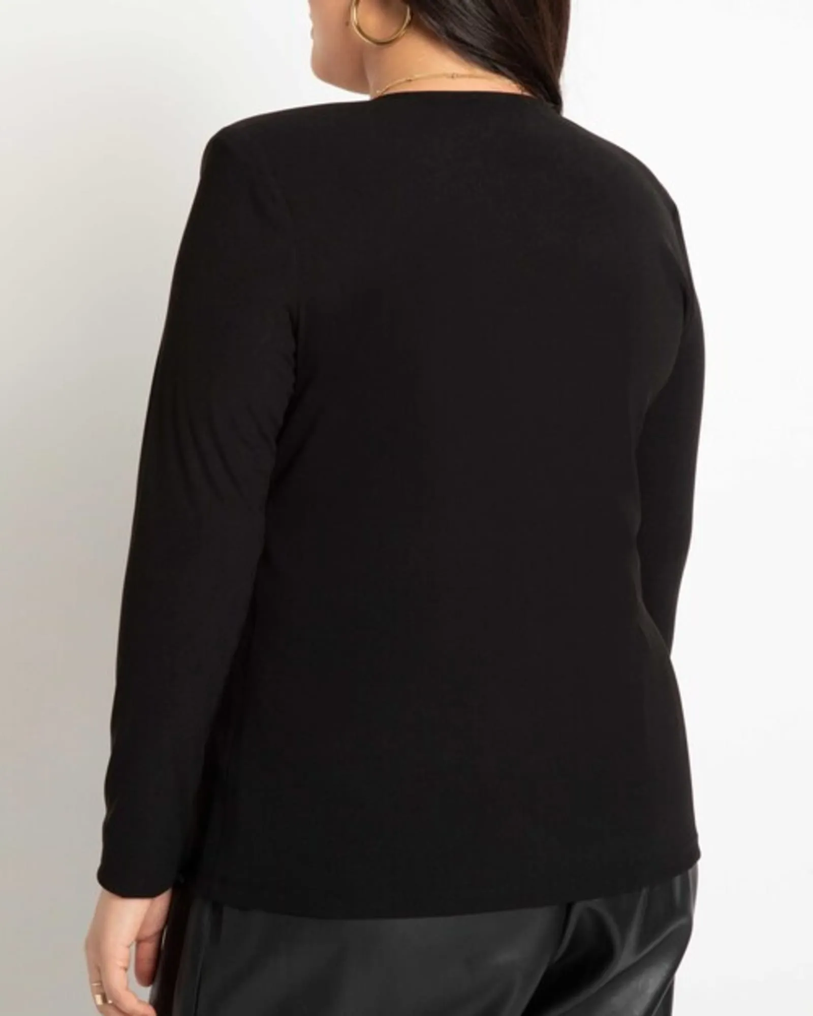 Kate Lace Up Strong Shoulder Top | Totally Black