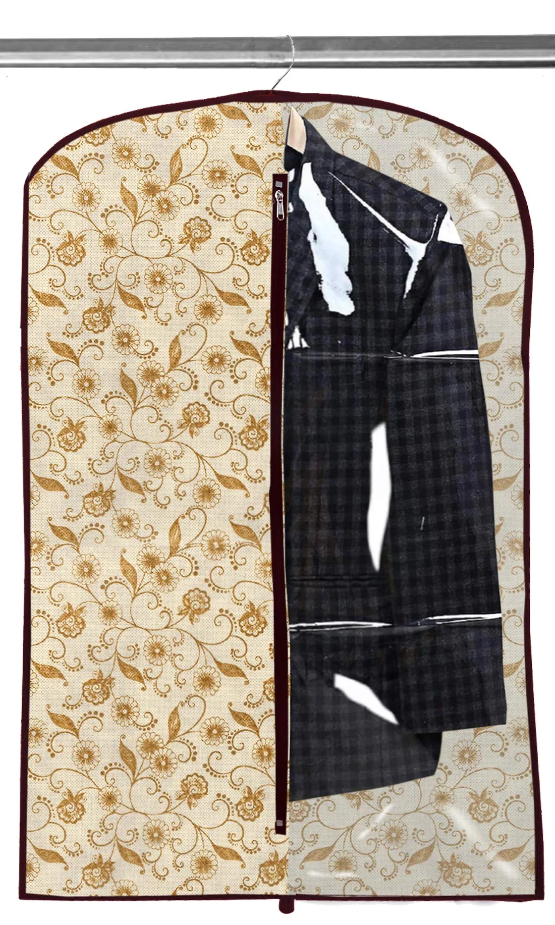 Kuber Industries 12 Pieces Half Transparent Non Woven Men's Coat Blazer Suit Cover (Maroon & Brown & Royal Blue) -CTKTC41665