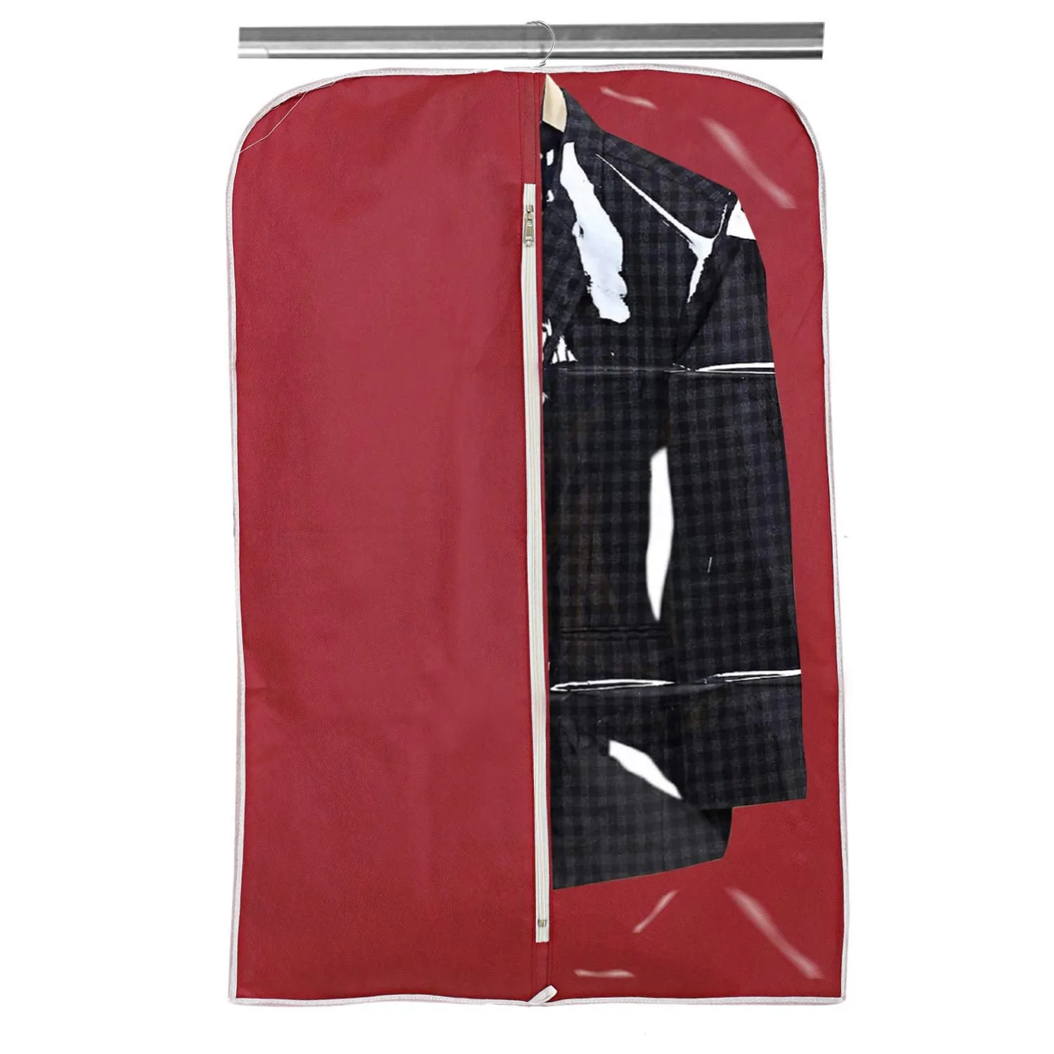 Kuber Industries 12 Pieces Half Transparent Non Woven Men's Coat Blazer Suit Cover (Maroon & Brown & Royal Blue) -CTKTC41665