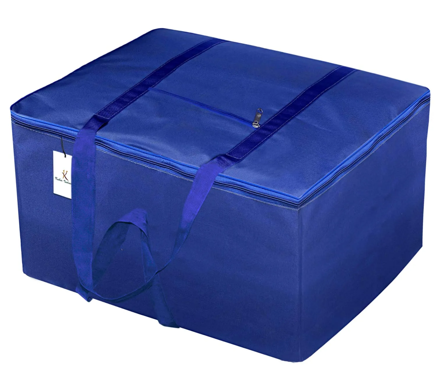 Kuber Industries 2 Pieces Rexine Jumbo Attachi Bag Travel Handbag Storage Carrying Bag, Blanket Cover, Duffle, Travel Multi-Purpose Bag (Royal Blue & Grey) CTKTC034739