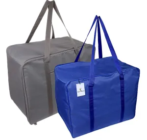Kuber Industries 2 Pieces Rexine Jumbo Attachi Bag Travel Handbag Storage Carrying Bag, Blanket Cover, Duffle, Travel Multi-Purpose Bag (Royal Blue & Grey) CTKTC034739