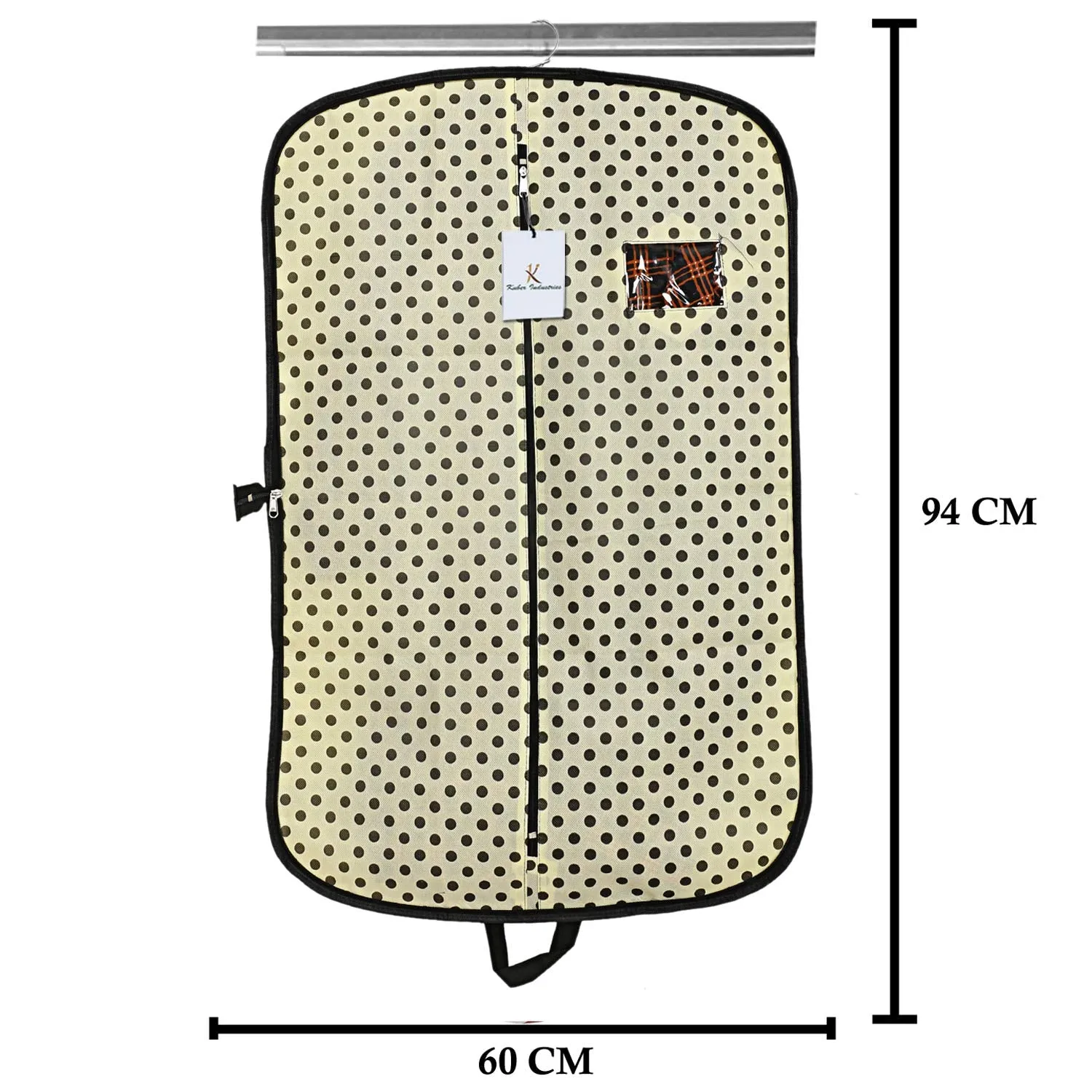 Kuber Industries Foldable Polka Dots Design 3 Piece Non Woven Coat Cover, Cream (CTKTC2418)