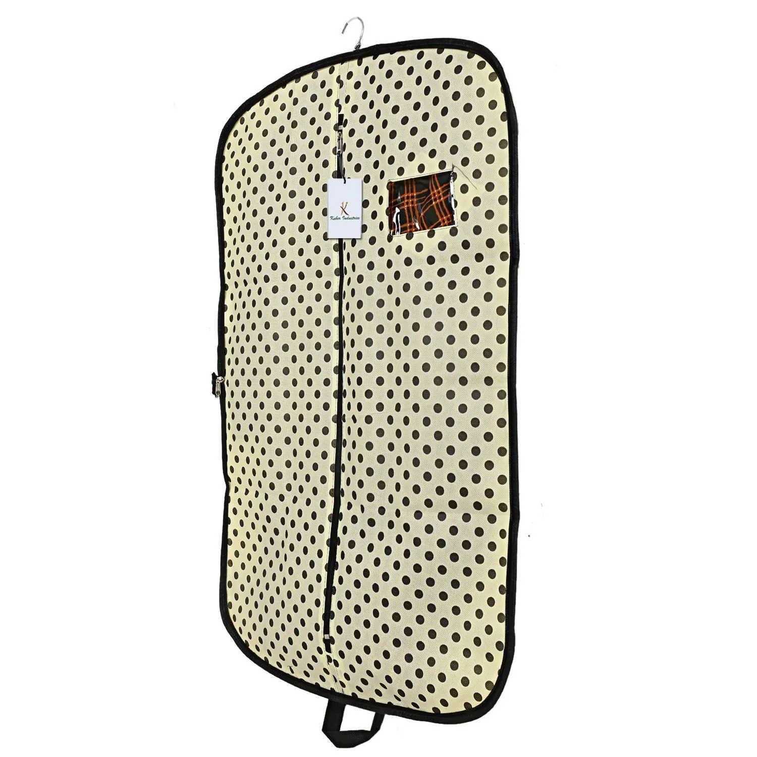 Kuber Industries Foldable Polka Dots Design 3 Piece Non Woven Coat Cover, Cream (CTKTC2418)