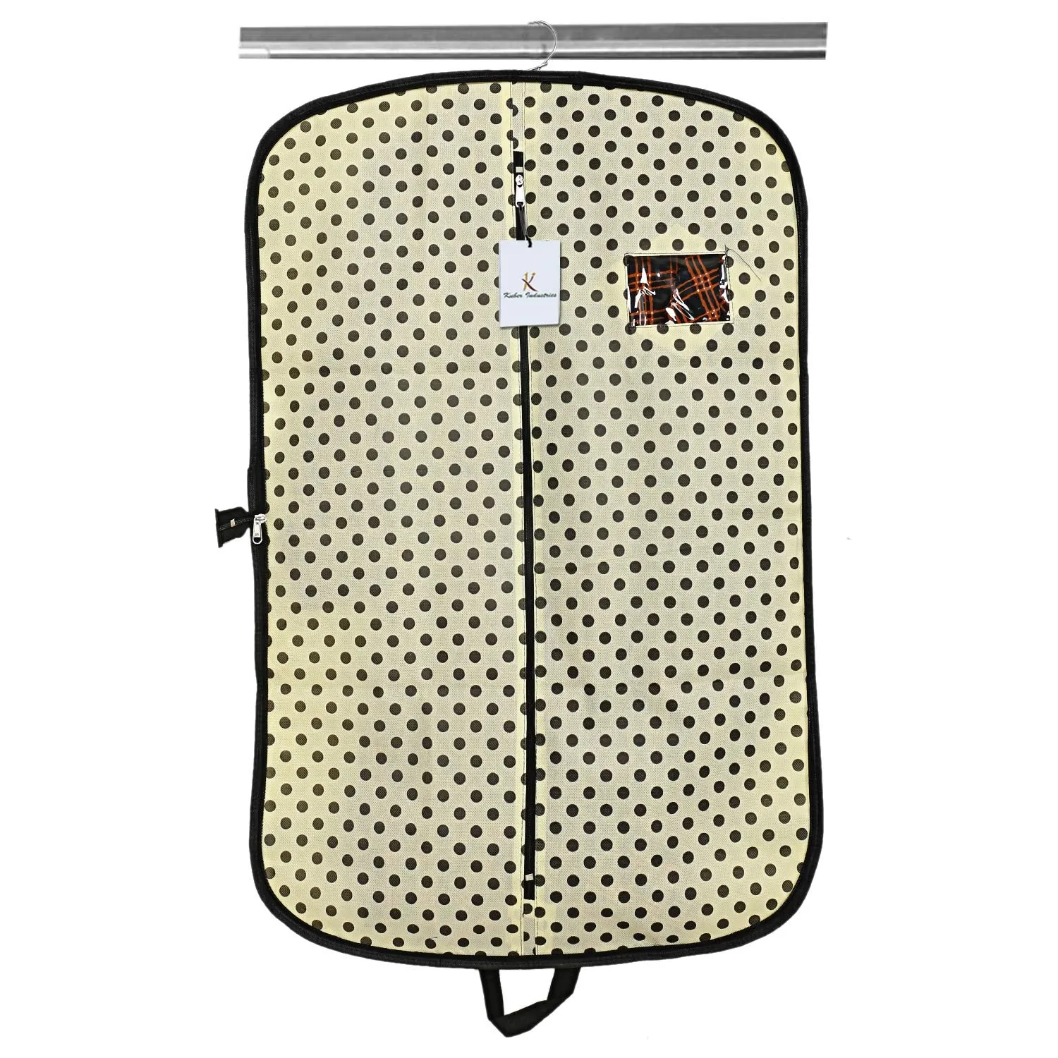 Kuber Industries Foldable Polka Dots Design 3 Piece Non Woven Coat Cover, Cream (CTKTC2418)