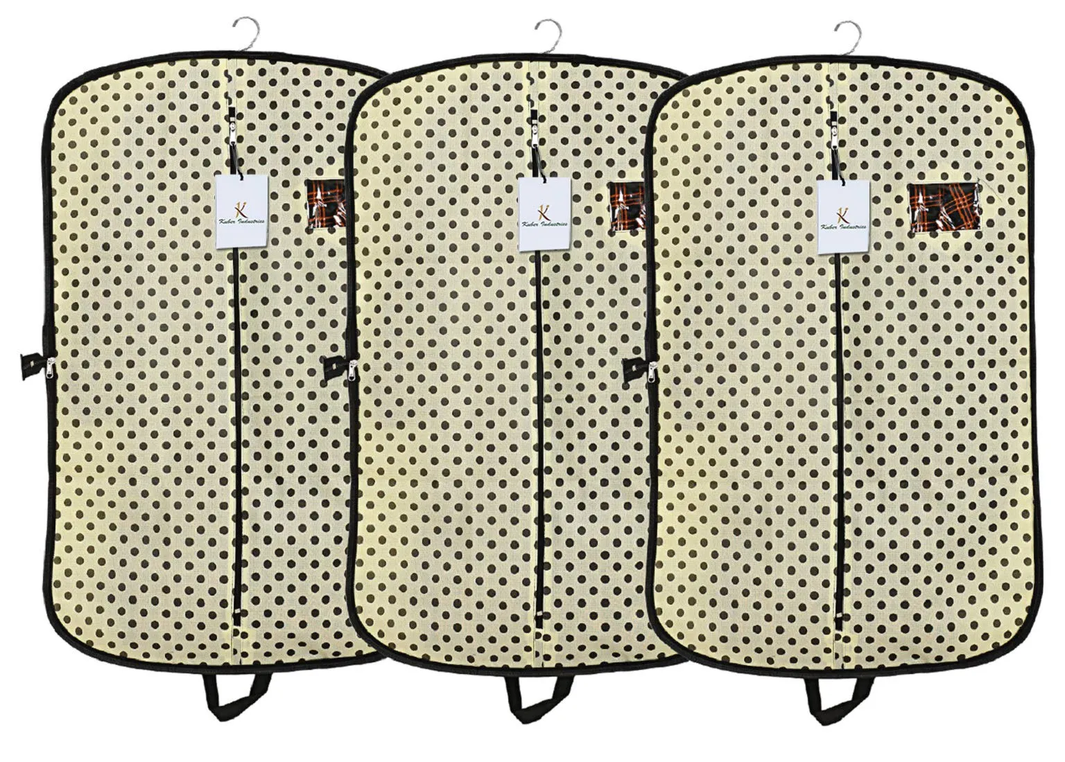 Kuber Industries Foldable Polka Dots Design 3 Piece Non Woven Coat Cover, Cream (CTKTC2418)