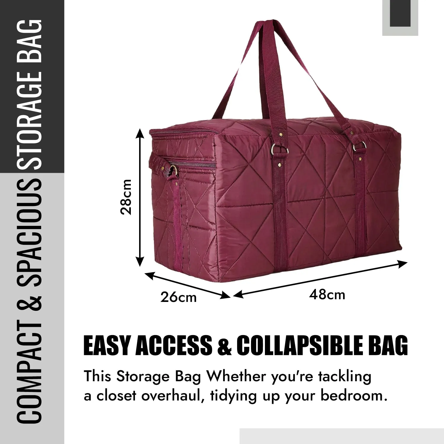 Kuber Industries Storage Duffle Bag | Parachute Travel Storage Bag | Storage Organizer for Clothes | Storage Carrying Bag with Handle | Zipper Closure Storage Bag for Clothes | Maroon