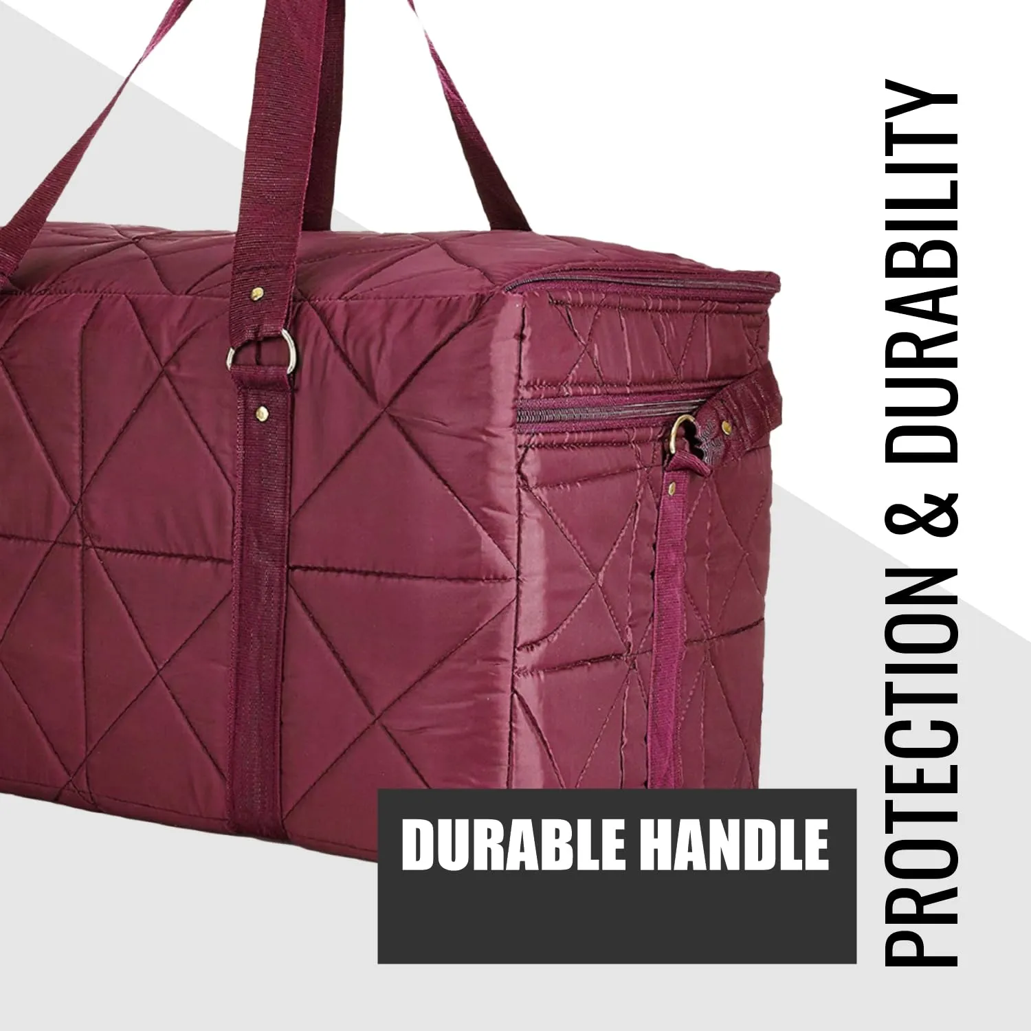 Kuber Industries Storage Duffle Bag | Parachute Travel Storage Bag | Storage Organizer for Clothes | Storage Carrying Bag with Handle | Zipper Closure Storage Bag for Clothes | Maroon