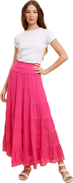 Lace Trim Maxi Skirt
