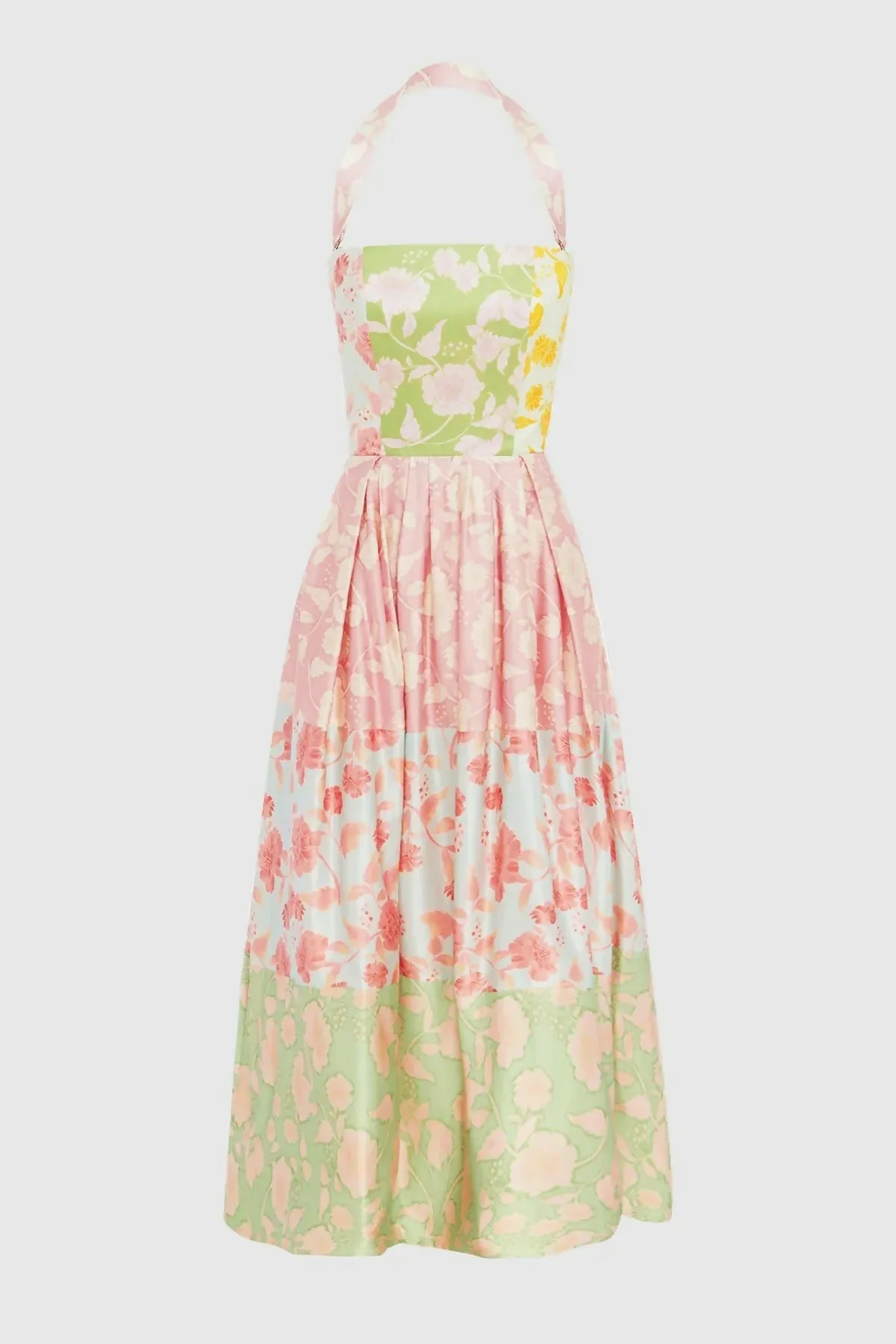 Leo Lin Ana Halterneck Maxi Dress in Anamone Splice Print