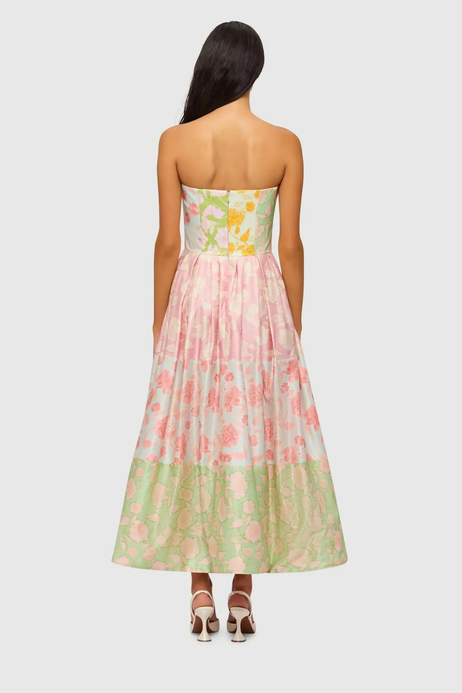 Leo Lin Ana Halterneck Maxi Dress in Anamone Splice Print
