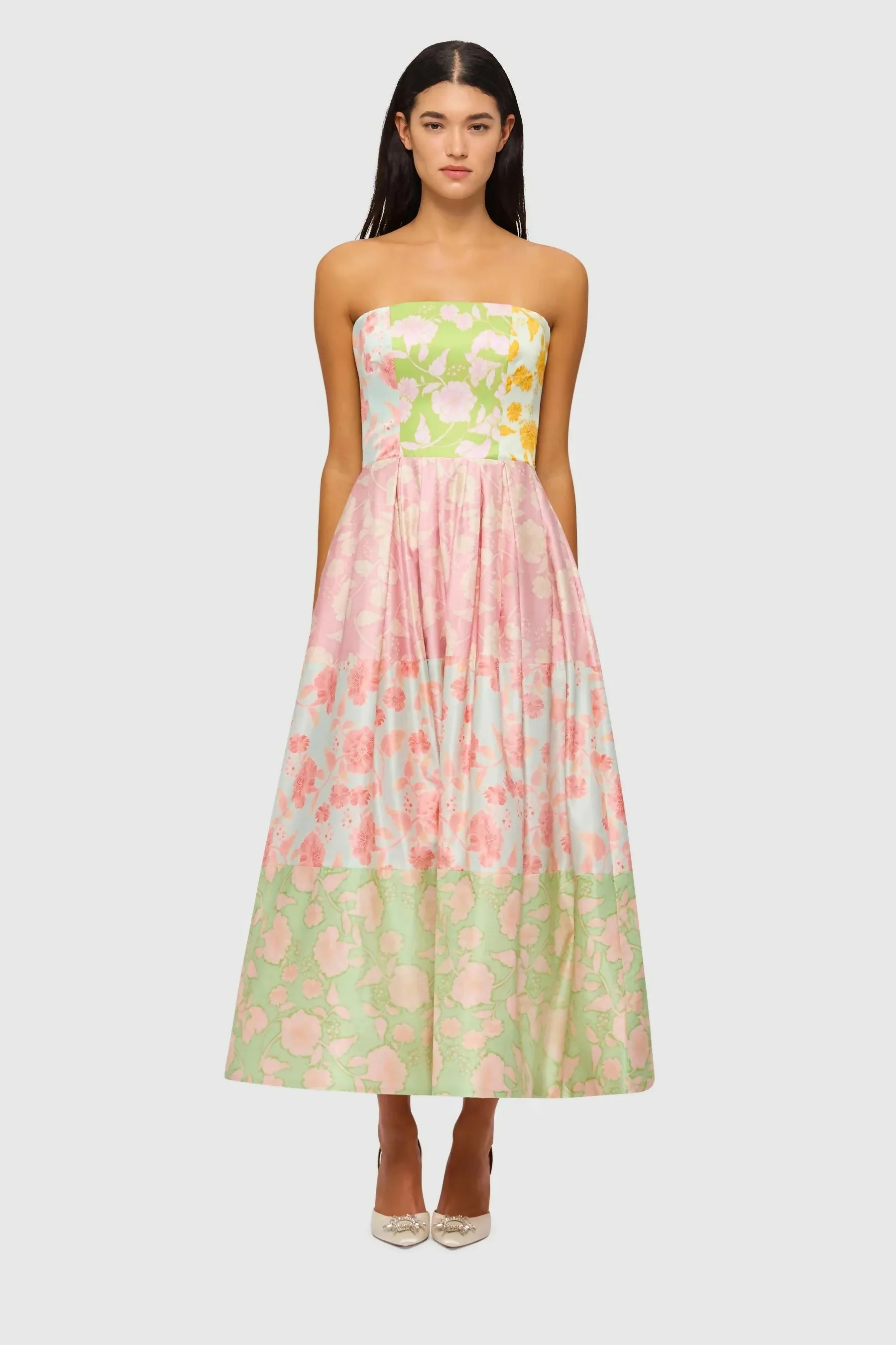 Leo Lin Ana Halterneck Maxi Dress in Anamone Splice Print