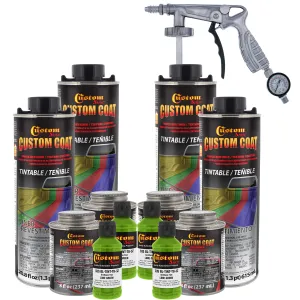 Lime Green 1 Gallon Urethane Spray-On Truck Bed Liner Kit with Spray Gun and Regulator - Mix, Shake & Shoot - Durable Textured Protective Coating