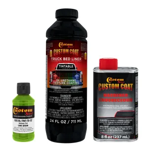 Lime Green 1 Quart Urethane Spray-On Truck Bed Liner Kit - Easily Mix, Shake & Shoot - Professional Durable Textured Protective Coating