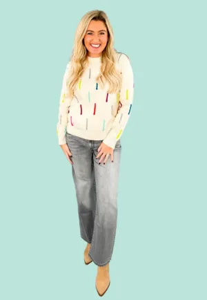 Lipscomb Cream Color Drop Sweater