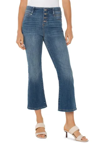 Liverpool Gia Glider® Crop Flare with Exposed Button