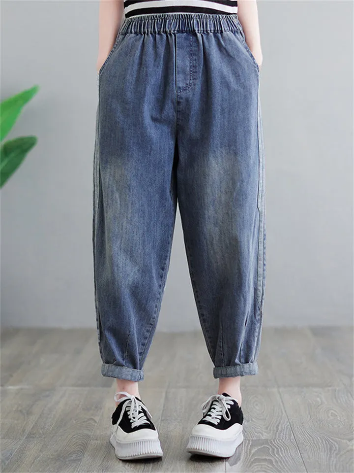 Loose Large Size Splicing Ladies Jeans