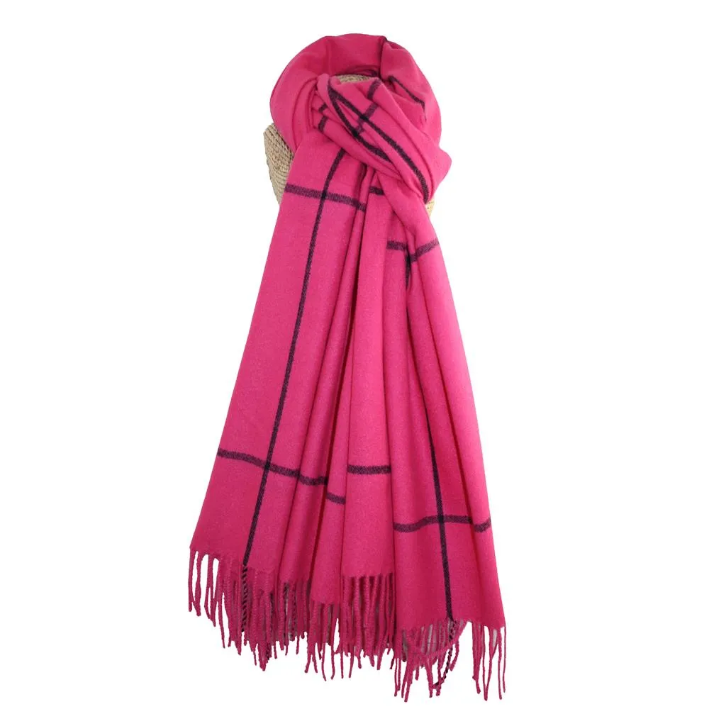 Lua - Cosy Knit Reversible Scarf - Tartan - 190 x 70cms - 4 Colour Options