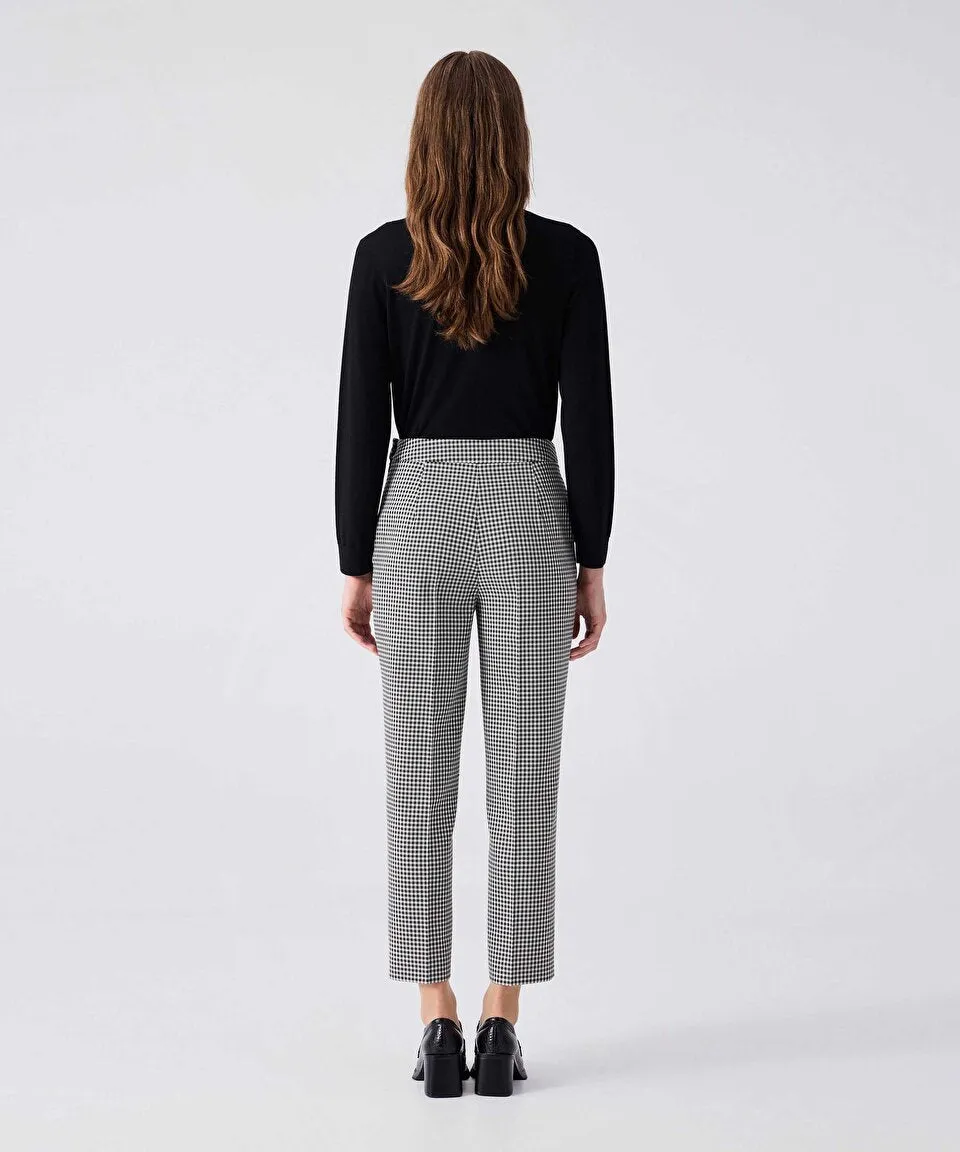 Machka Gingham Pattern Trousers Black