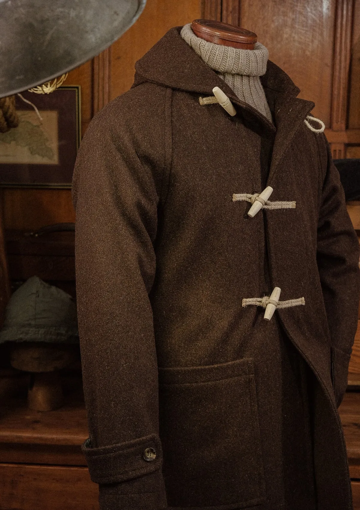 Mallory Pure Wool Duffle Coat - Dark Brown