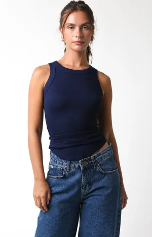 Marnie Basic Rib Knit Tank Top | Navy