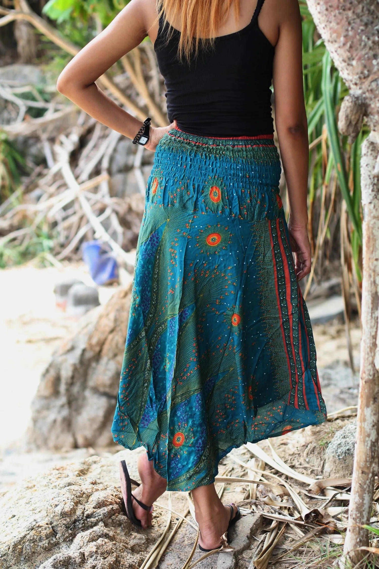 Maxi dresses Women Boho Bohemian Floral Peacock Gypsy Long Skirts