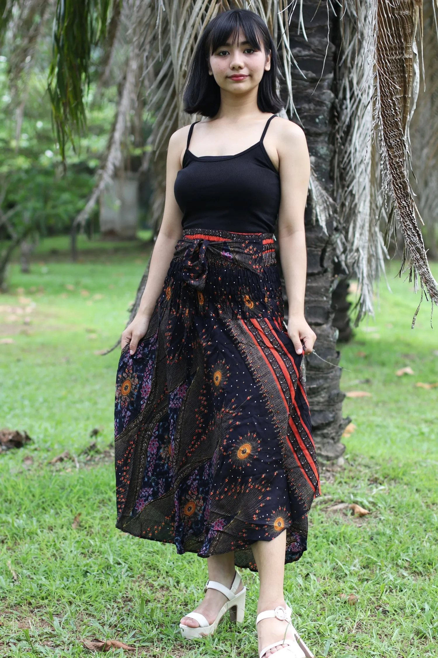 Maxi dresses Women Boho Bohemian Floral Peacock Gypsy Long Skirts
