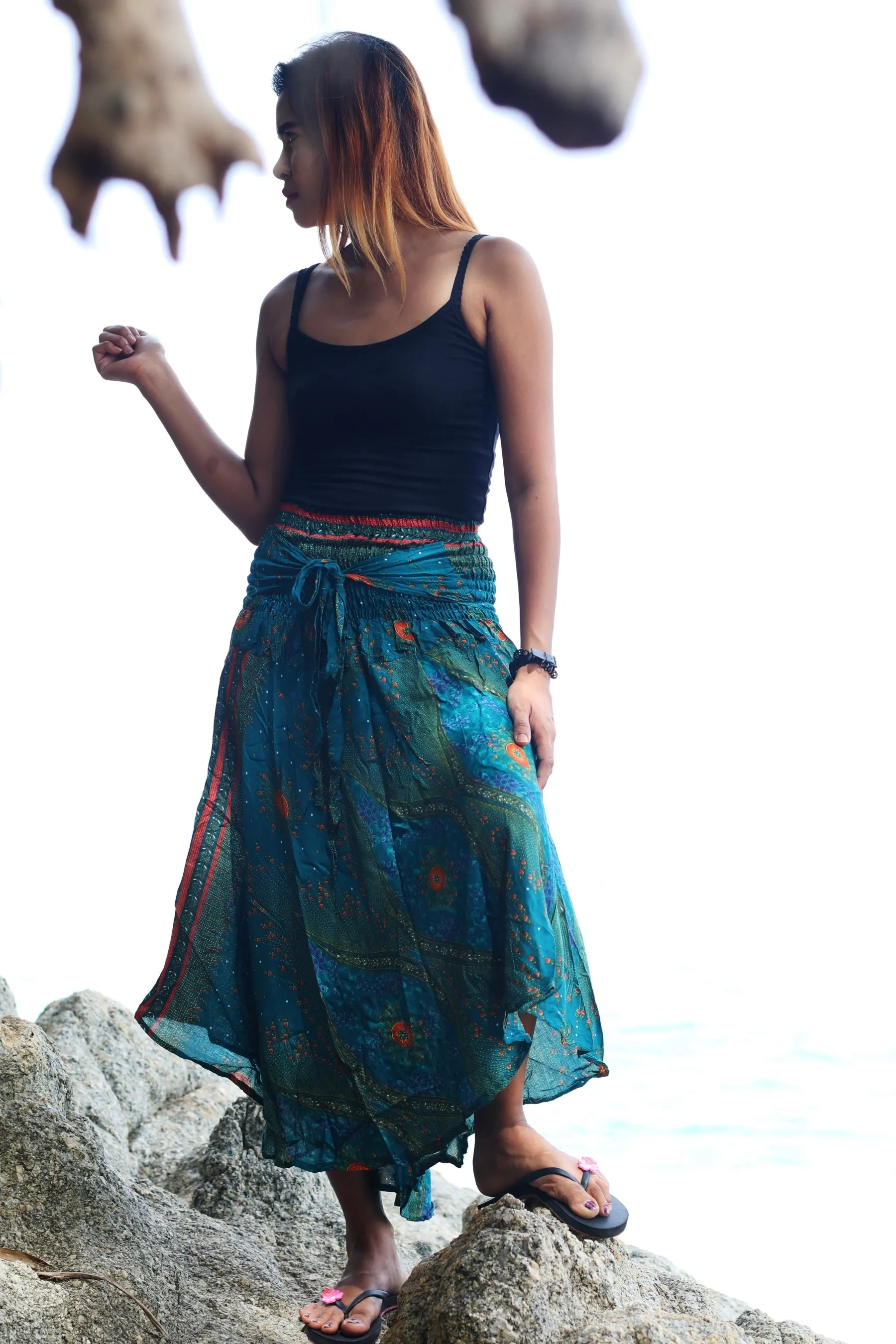 Maxi dresses Women Boho Bohemian Floral Peacock Gypsy Long Skirts