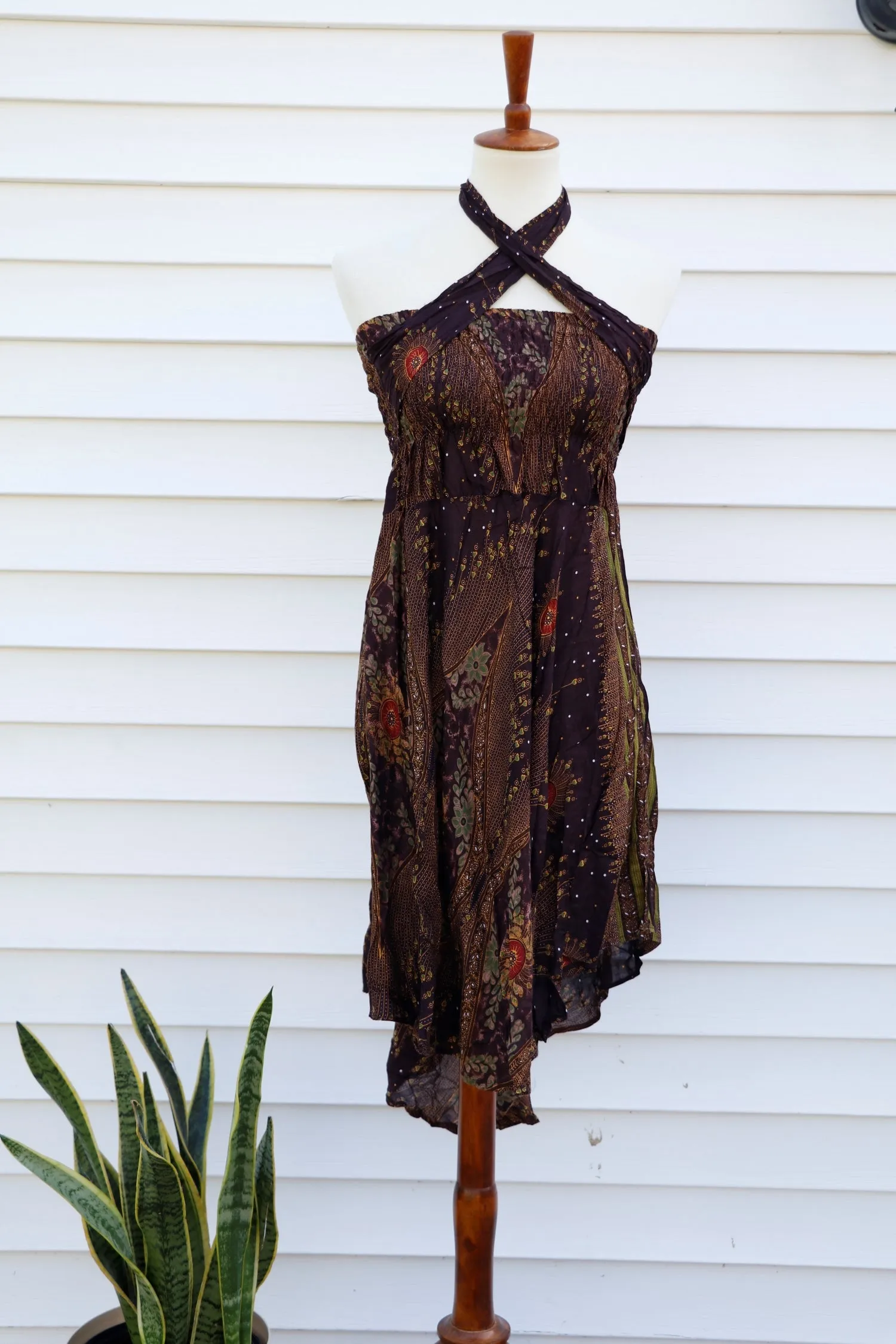 Maxi dresses Women Boho Bohemian Floral Peacock Gypsy Long Skirts