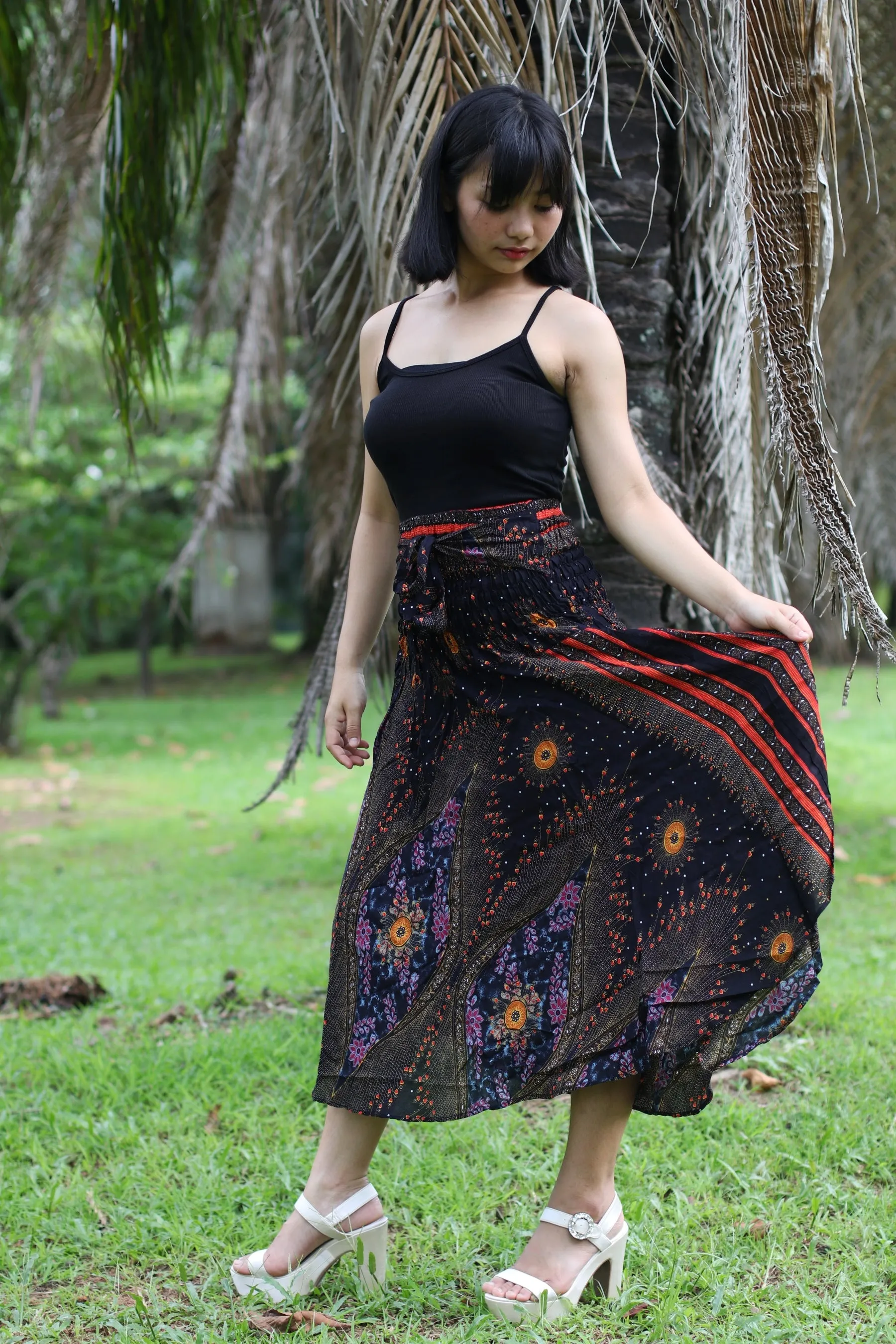 Maxi dresses Women Boho Bohemian Floral Peacock Gypsy Long Skirts