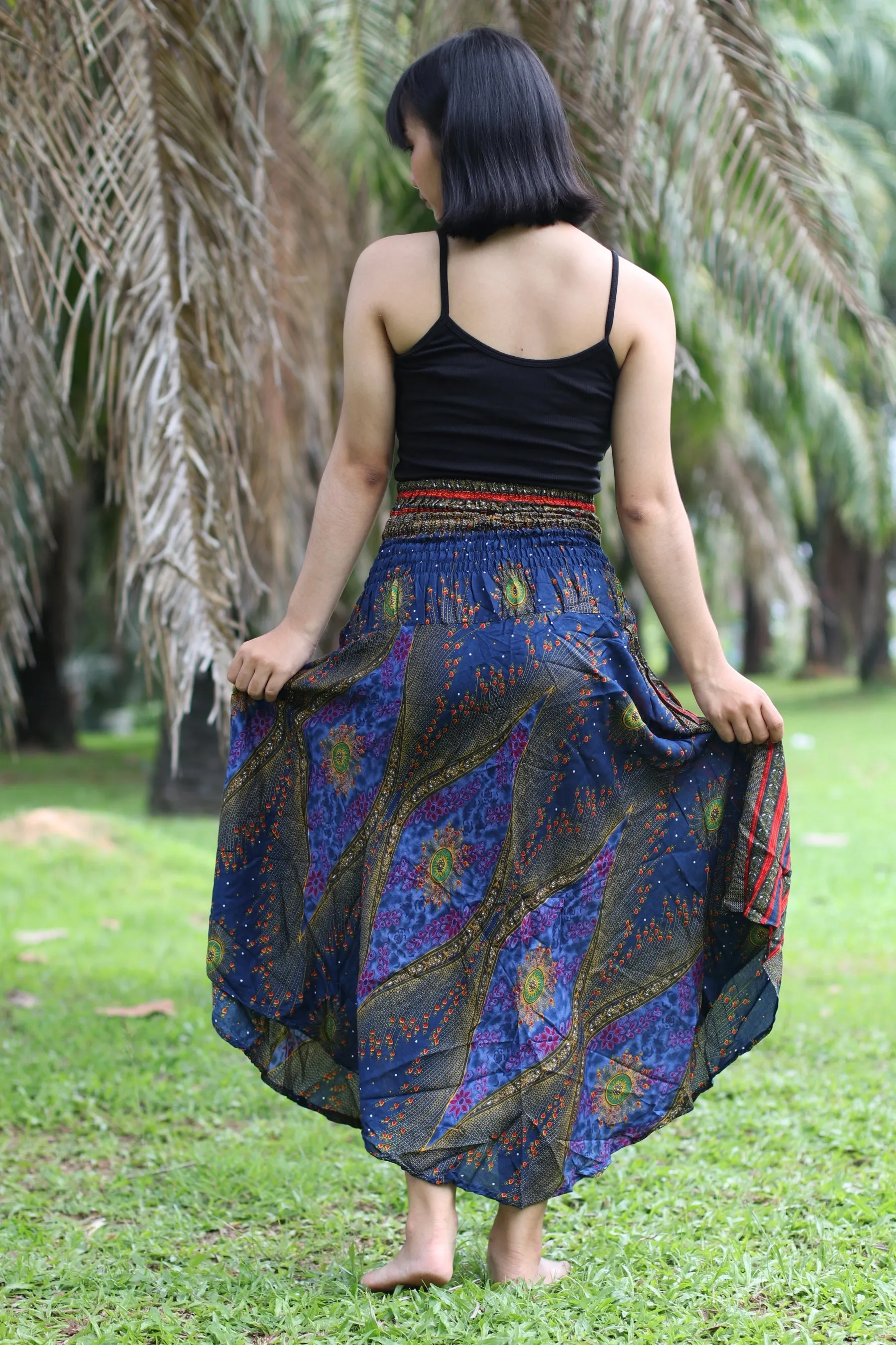 Maxi dresses Women Boho Bohemian Floral Peacock Gypsy Long Skirts