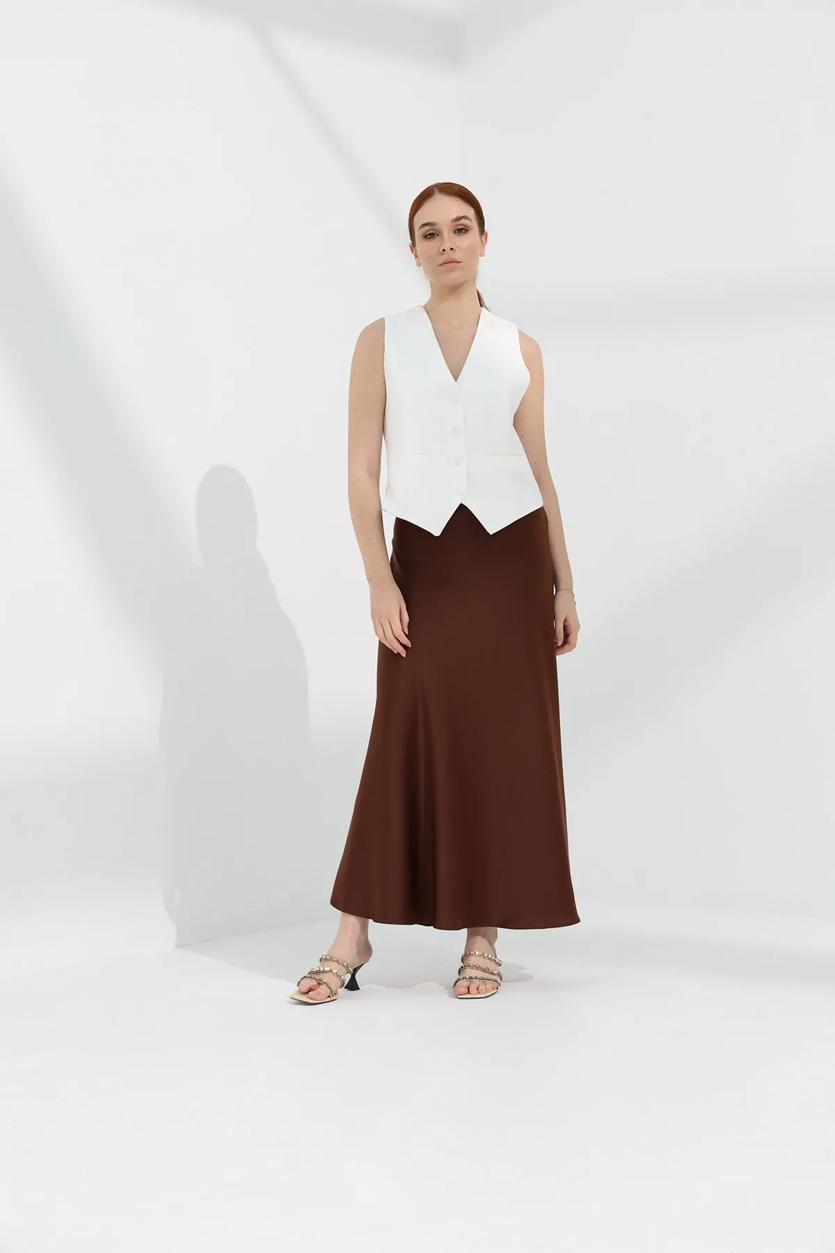 Maxi Slip Skirt - Brown