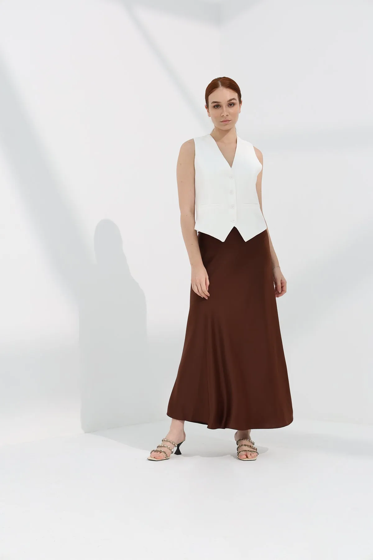 Maxi Slip Skirt - Brown