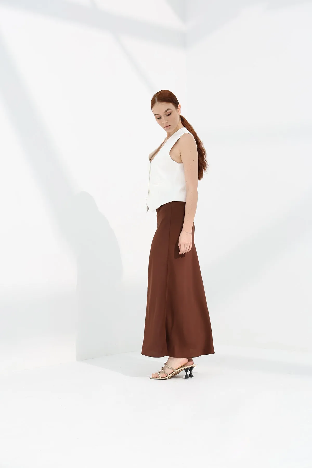 Maxi Slip Skirt - Brown