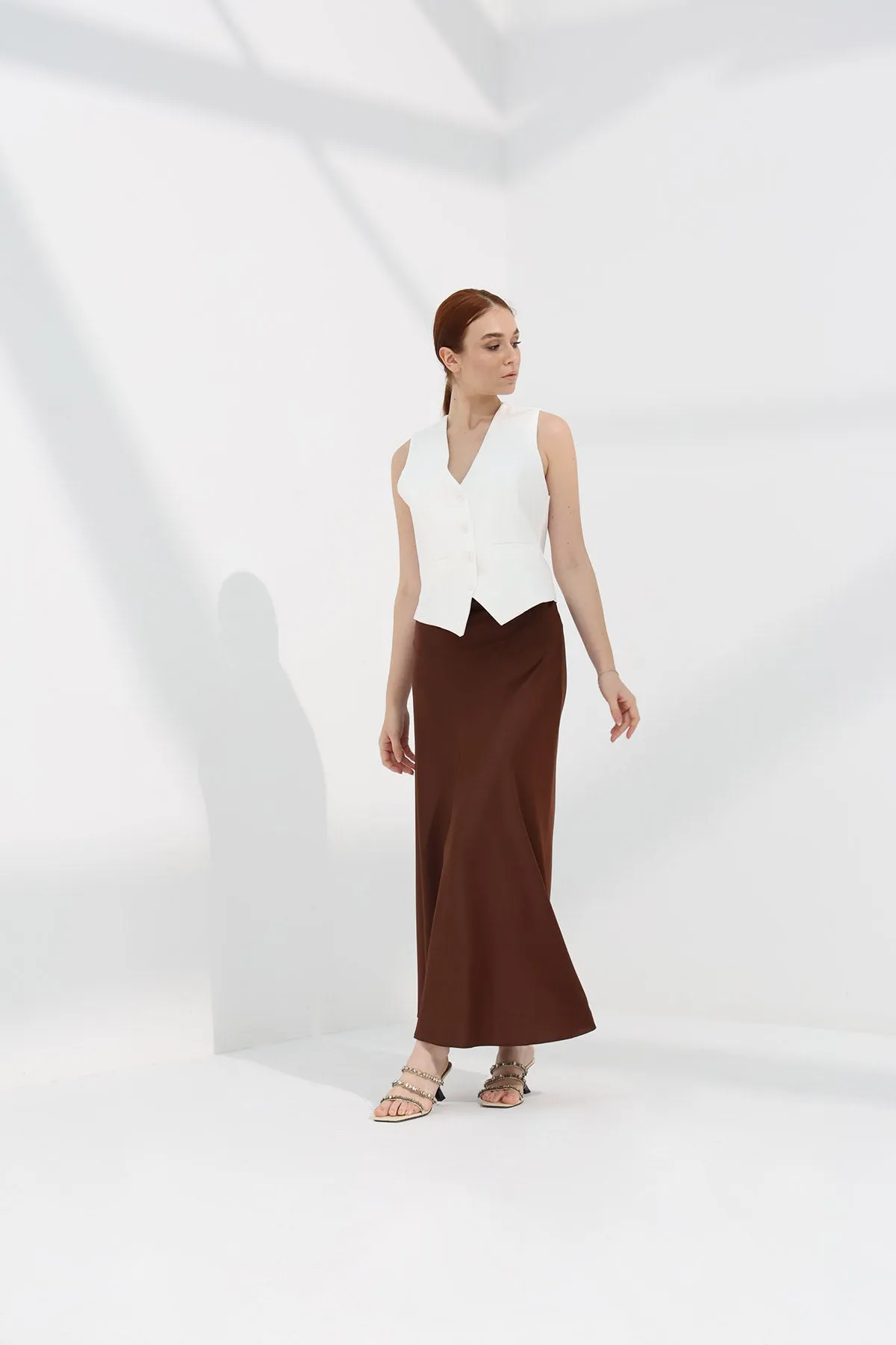 Maxi Slip Skirt - Brown