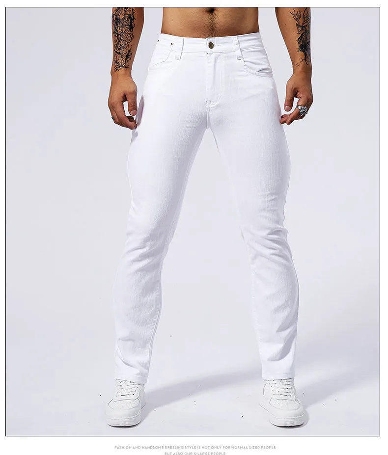 Men's White Stretch Skinny Jeans – Pure White Denim Pencil Pants