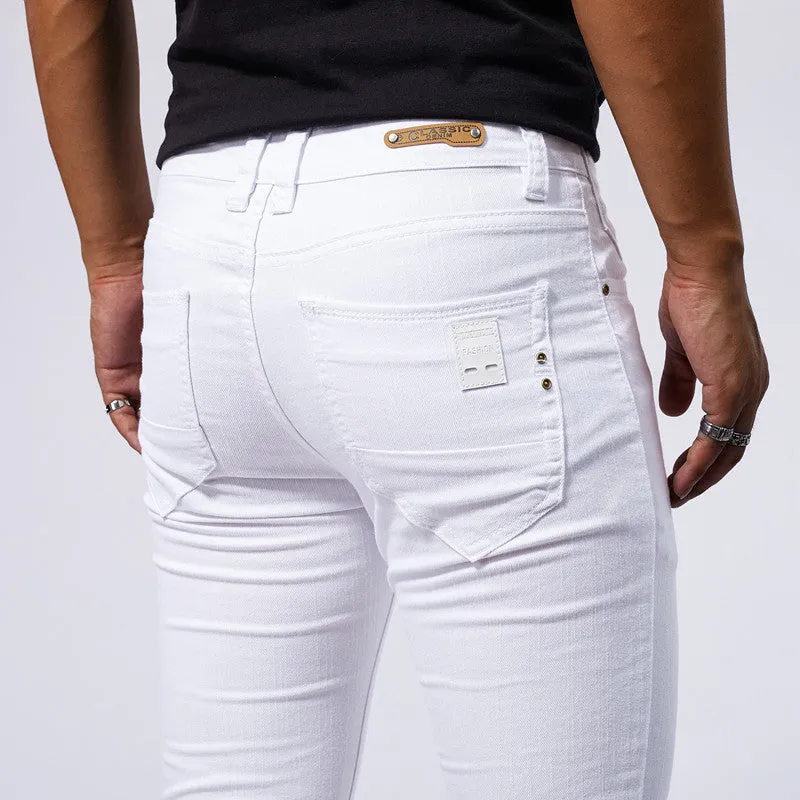 Men's White Stretch Skinny Jeans – Pure White Denim Pencil Pants