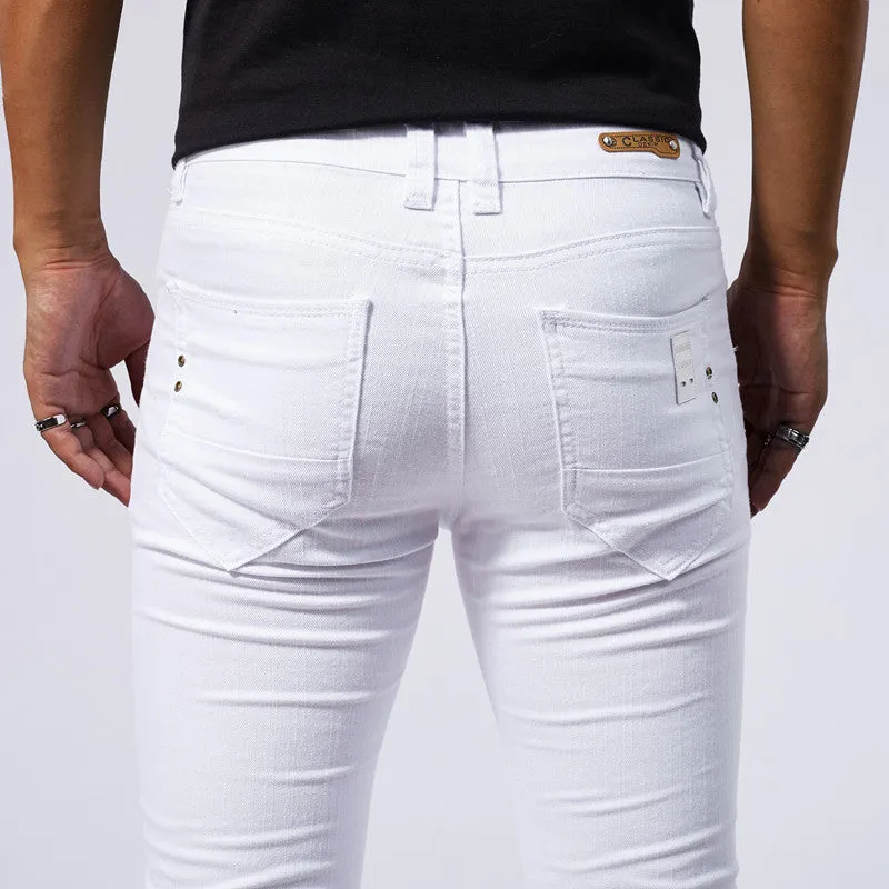 Men's White Stretch Skinny Jeans – Pure White Denim Pencil Pants