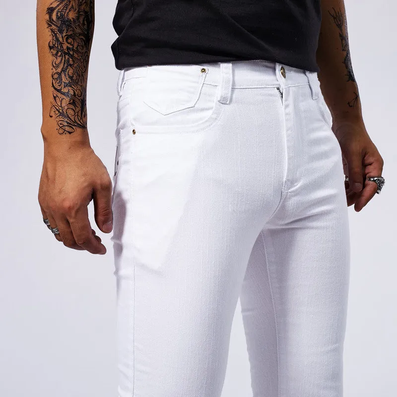 Men's White Stretch Skinny Jeans – Pure White Denim Pencil Pants