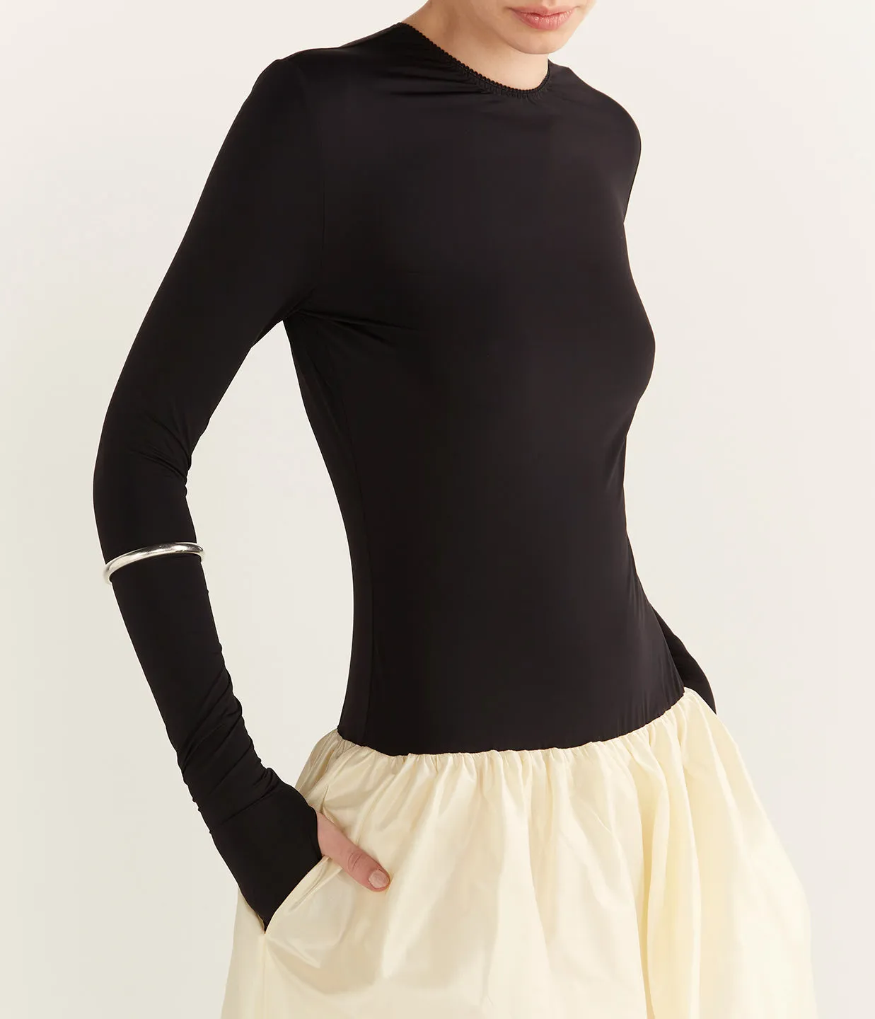 Meringue Maxi Dress in Black and Ivory