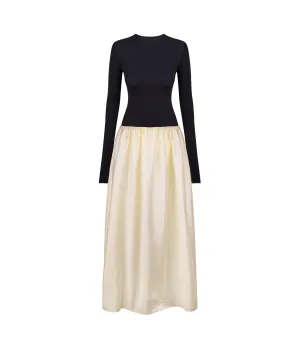Meringue Maxi Dress in Black and Ivory