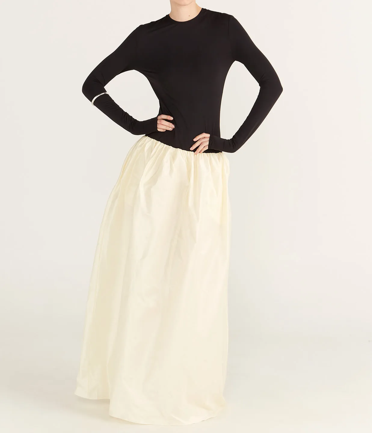 Meringue Maxi Dress in Black and Ivory