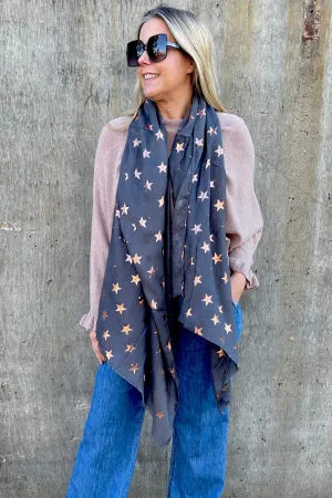 Metallic Star Scarf | Charcoal